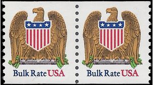 #2602 10c Eagle & Shield Bulk Rate Coil Pair 1991 Mint NH