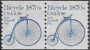 #1901 5.9c Bicycle 1870s Coil Pair 1982 Mint NH