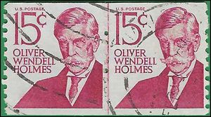#1305e 15c Prominent Americans Oliver Wendell Holmes Coil Line Pair 1978 Used