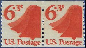 #1518 6.3c Liberty Bell Coil Pair 1974 Mint NH