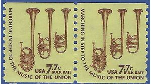 #1614 7.7c Americana Issue Saxhorns Coil Pair 1976 Mint NH