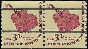 #1613a 3.1c Americana Issue  Six String Guitar Coil Pair Precancel 1979 Mint NH