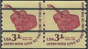 #1613a 3.1c Americana Issue  Six String Guitar Precancel JLP 1979 Mint NH