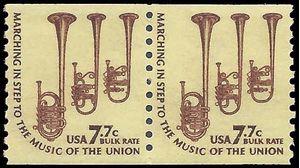 #1614 7.7c Americana Issue Saxhorns Coil Pair 1976 Mint NH