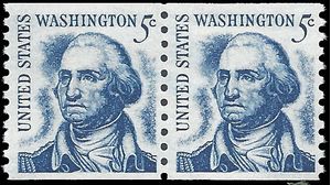 #1304 5c George Washington Coil Pair Shiny Gum 1966 Mint NH