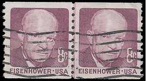 #1402 8c Dwight D. Eisenhower Coil Line Pair 1971 Used