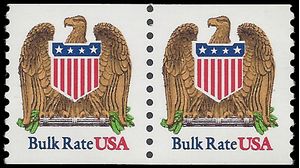 #2602 10c Eagle & Shield Bulk Rate Coil Pair 1991 Mint NH
