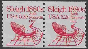 #1900 5.2c Sleigh 1880s Coil Pair 1983 Mint NH