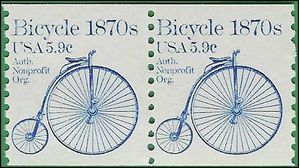 #1901 5.9c Bicycle 1870s Coil Pair 1982 Mint NH