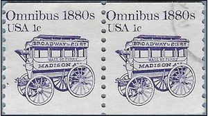 #1897 1c Omnibus 1880s Coil Pair 1983 Used