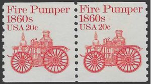 #1908 20c Fire Pumper 1860s Coil Pair 1981 Mint NH