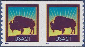 #3475 21c American Buffalo Coil Pair 2001 Mint NH