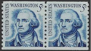 #1304c 5c George Washington Coil Pair Dull Gum 1981 Mint NH