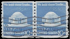 #1520 10c Jefferson Memorial Coil Pair 1973 Used