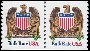 #2602 10c Eagle & Shield Bulk Rate Coil Pair 1991 Mint NH