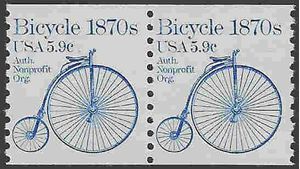 #1901 5.9c Bicycle 1870s Coil Pair 1982 Mint NH