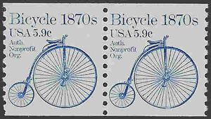 #1901 5.9c Bicycle 1870s Coil Pair 1982 Mint NH