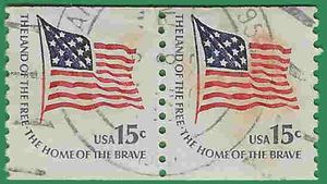 #1618c 15c Fort McHenry Flag Coil Pair 1978 Used