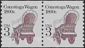 #2252 3c Conestoga Wagon 1800s Coil Pair 1988 Mint NH