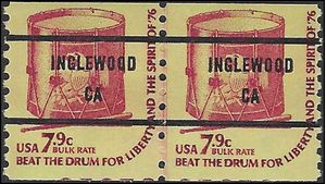 #1615a 7.9c Drums CLP Partial Plate # 1976 Mint NH Precancel Inglewood CA