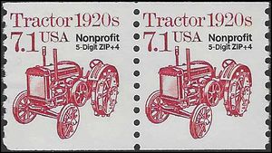#2127b 7.1c Tractor 1920s Bureau Precancel +Zip 4 1989 Mint NH