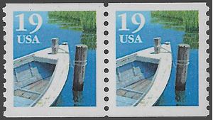 #2529a 19c Fishing Boat Coil Pair Ty II 1993 Mint NH