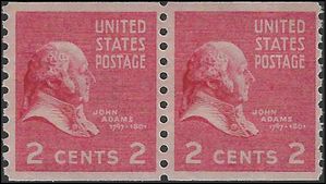 # 841 2c Presidential Series-John Adams Coil Pair 1939 Mint NH