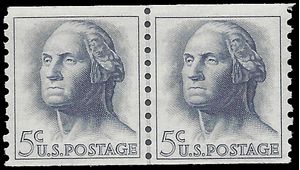 #1229 5c George Washington Joint Line Pair 1962 Mint NH