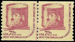 #1615 7.9c Americana Issue Drums Bulk Rate Joint Line Pair 1976 Mint NH