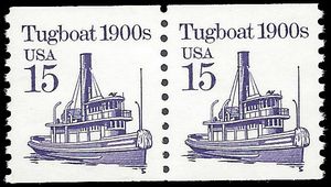 #2260 15c Tugboat 1900s Coil Pair 1988 Mint NH