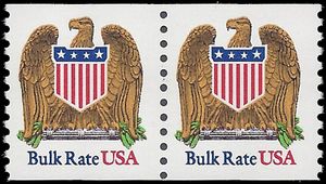 #2602 10c Eagle & Shield Bulk Rate Coil Pair 1991 Mint NH