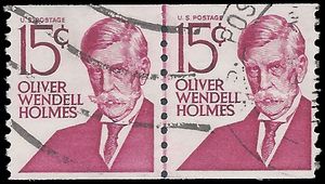 #1305e 15c Prominent Americans Oliver Wendell Holmes Coil Line Pair 1978 Used