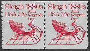 #1900 5.2c Sleigh 1880s Coil Pair 1983 Mint NH