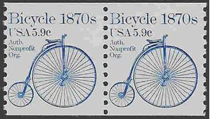 #1901 5.9c Bicycle 1870s Coil Pair 1982 Mint NH