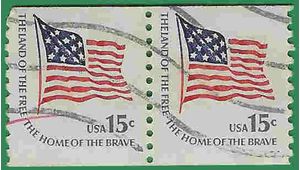 #1618c 15c Fort McHenry Flag Coil Pair 1978 Used