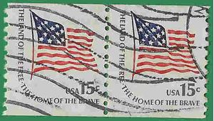 #1618c 15c Fort McHenry Flag Coil Pair 1978 Used