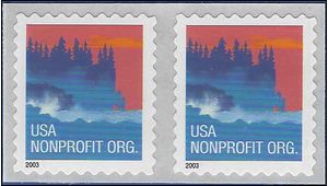 #3874 5c USA Nonprofit Org Sea Coast Coil Pair 2002 Mint NH