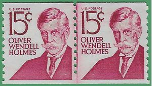 #1305e 15c Prominent Americans Oliver Wendell Holmes Coil Line Pair 1978 Used