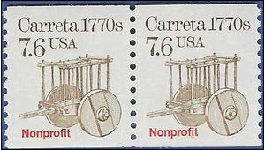 #2255 7.6c Carreta 1770s Nonprofit Coil Pair 1988 Mint NH