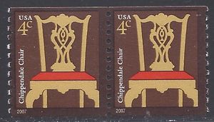 #3761 4c Chippendale Chair Coil Pair 2007 Mint NH