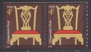 #3761 4c Chippendale Chair Coil Pair 2007 Mint NH