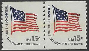 #1618c 15c Fort McHenry Flag Coil Pair 1978 Mint NH