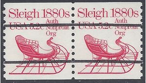#1900a 5.2c Sleigh 1880s Bureau Precancel Coil Pair 1983 Mint NH