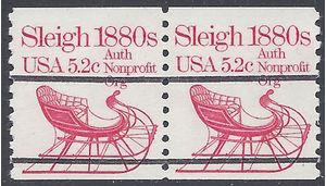 #1900a 5.2c Sleigh 1880s Bureau Precancel Coil Pair 1983 Mint NH
