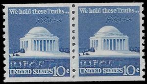 #1520 10c Jefferson Memorial Coil Pair 1973 Mint NH