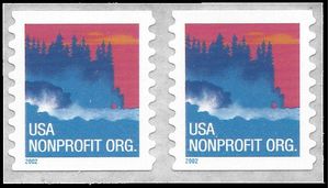#3693 5c USA Nonprofit Org Sea Coast Coil Pair 2002 Mint NH