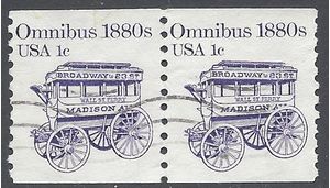 #1897 1c Omnibus 1880s Coil Pair 1983 Used