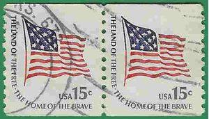 #1618c 15c Fort McHenry Flag Coil Pair 1978 Used