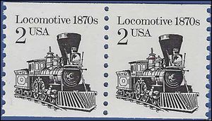 #2226 2c Locomotive 1870s Coil Pair 1987 Mint NH