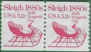 #1900 5.2c Sleigh 1880s Coil Pair 1983 Mint NH